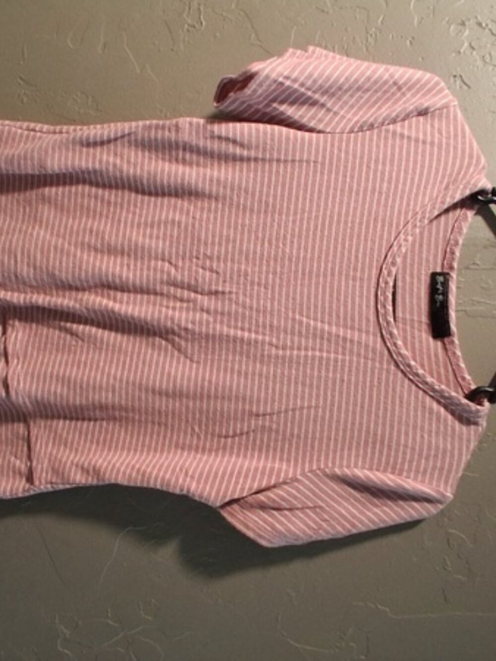 Brit and Bri Youth Large Pink & White striped shirt